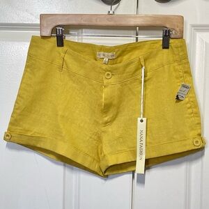 Nana Fashion Linen Blend Yellow Mustard Shorts size L